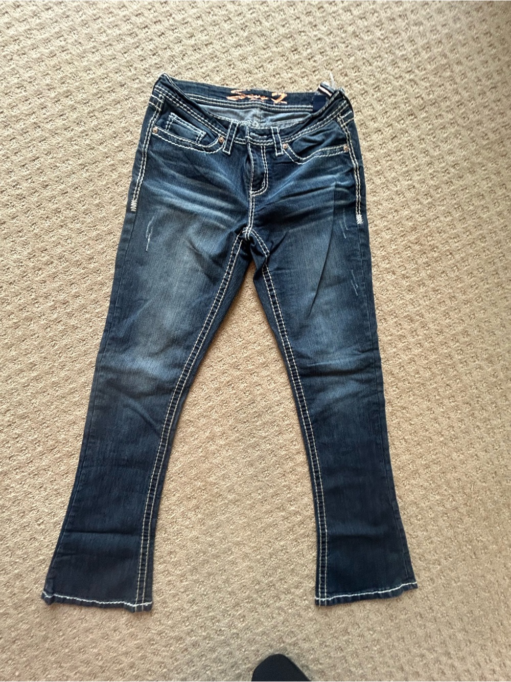 Seven7 Women's Dark Indigo Skinny Jeans with Contrast Stitching